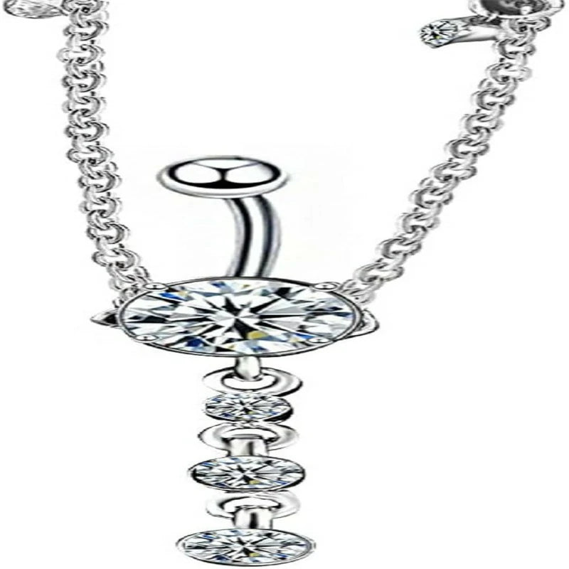 Piercing Navel Waist Chain Belly Button Ring Surgical Steel Sexy Love Dangle Body Jewelry
