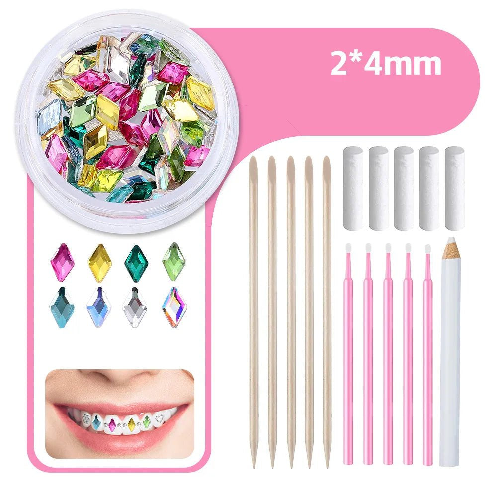New round box tooth jewelry gemstone set professional glass crystal tooth gemstone set - QIAO CrystalQIAO CrystalQIAO Crystal