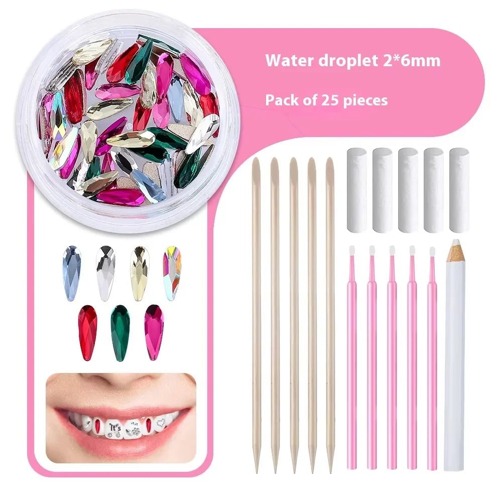 New round box tooth jewelry gemstone set professional glass crystal tooth gemstone set - QIAO CrystalQIAO CrystalQIAO Crystal