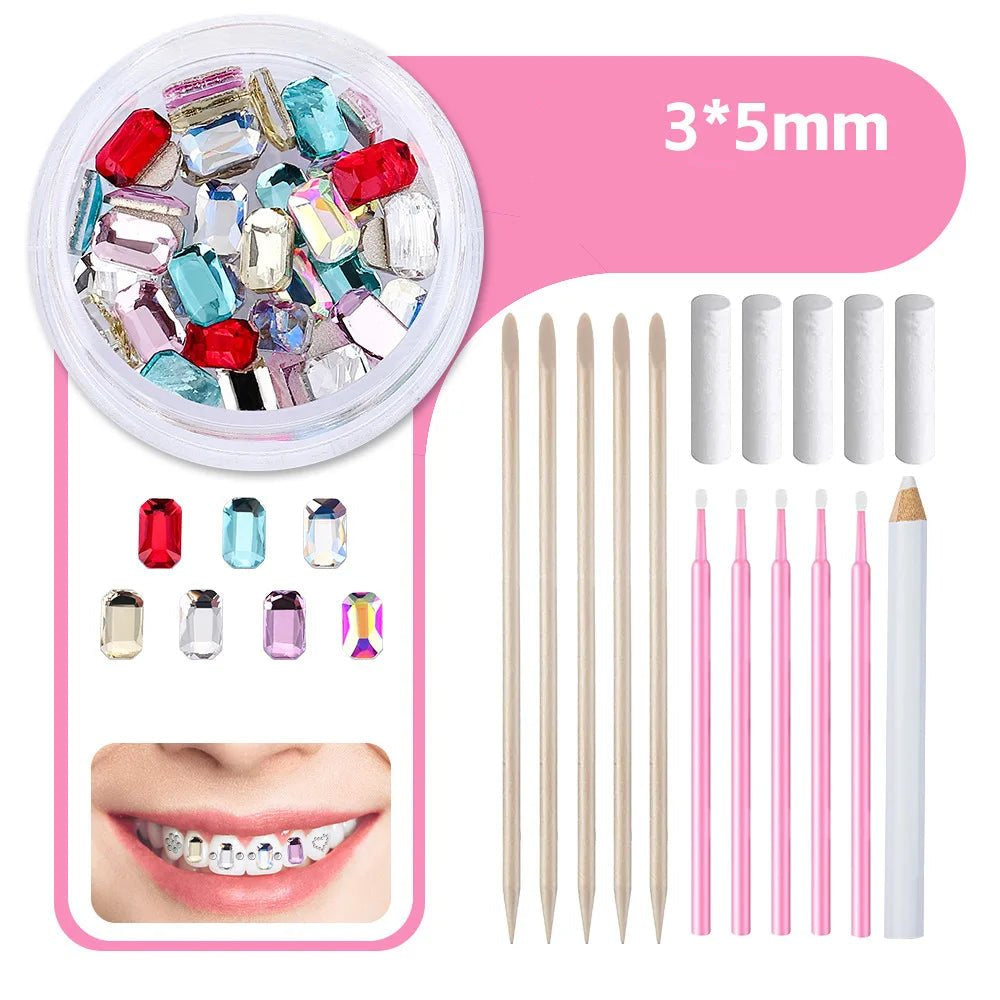 New round box tooth jewelry gemstone set professional glass crystal tooth gemstone set - QIAO CrystalQIAO CrystalQIAO Crystal