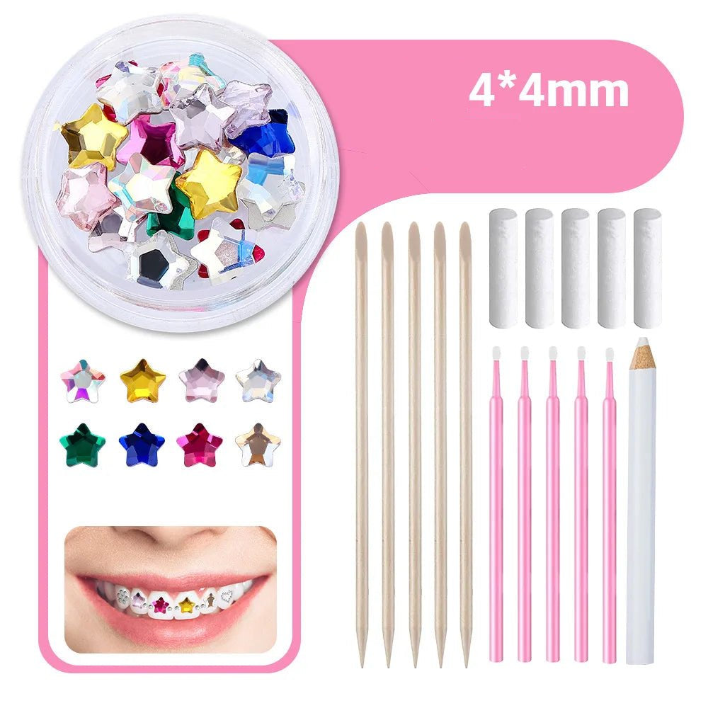 New round box tooth jewelry gemstone set professional glass crystal tooth gemstone set - QIAO CrystalQIAO CrystalQIAO Crystal