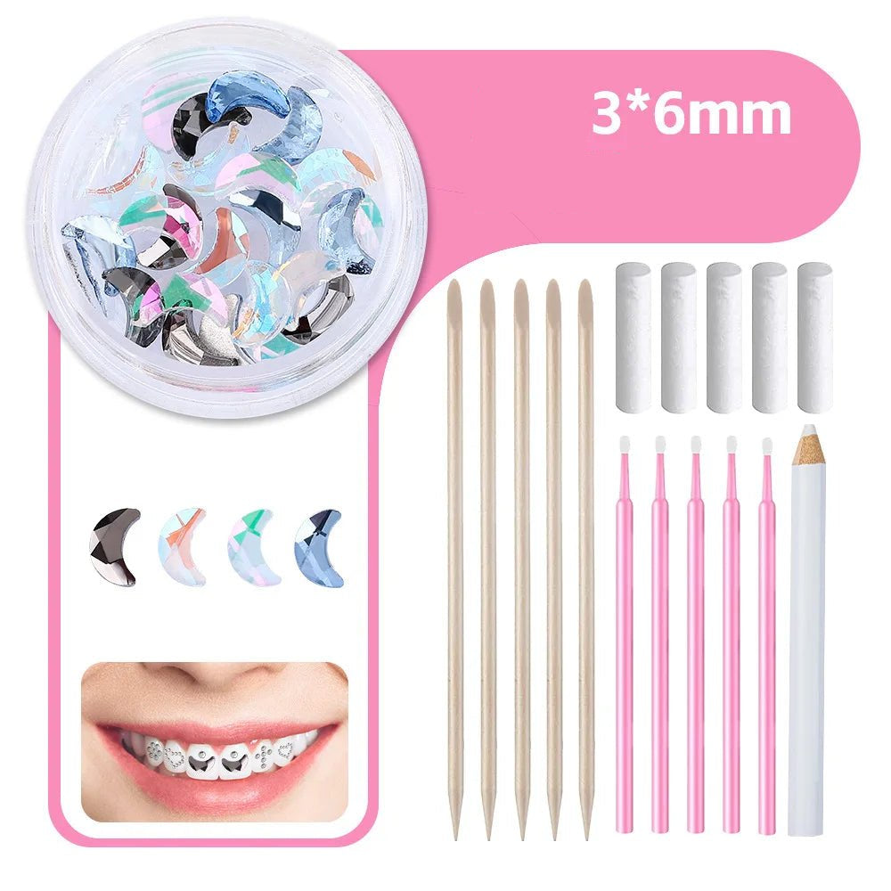 New round box tooth jewelry gemstone set professional glass crystal tooth gemstone set - QIAO CrystalQIAO CrystalQIAO Crystal