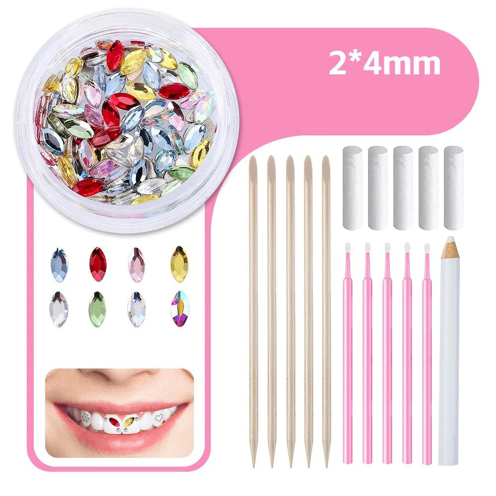 New round box tooth jewelry gemstone set professional glass crystal tooth gemstone set - QIAO CrystalQIAO CrystalQIAO Crystal