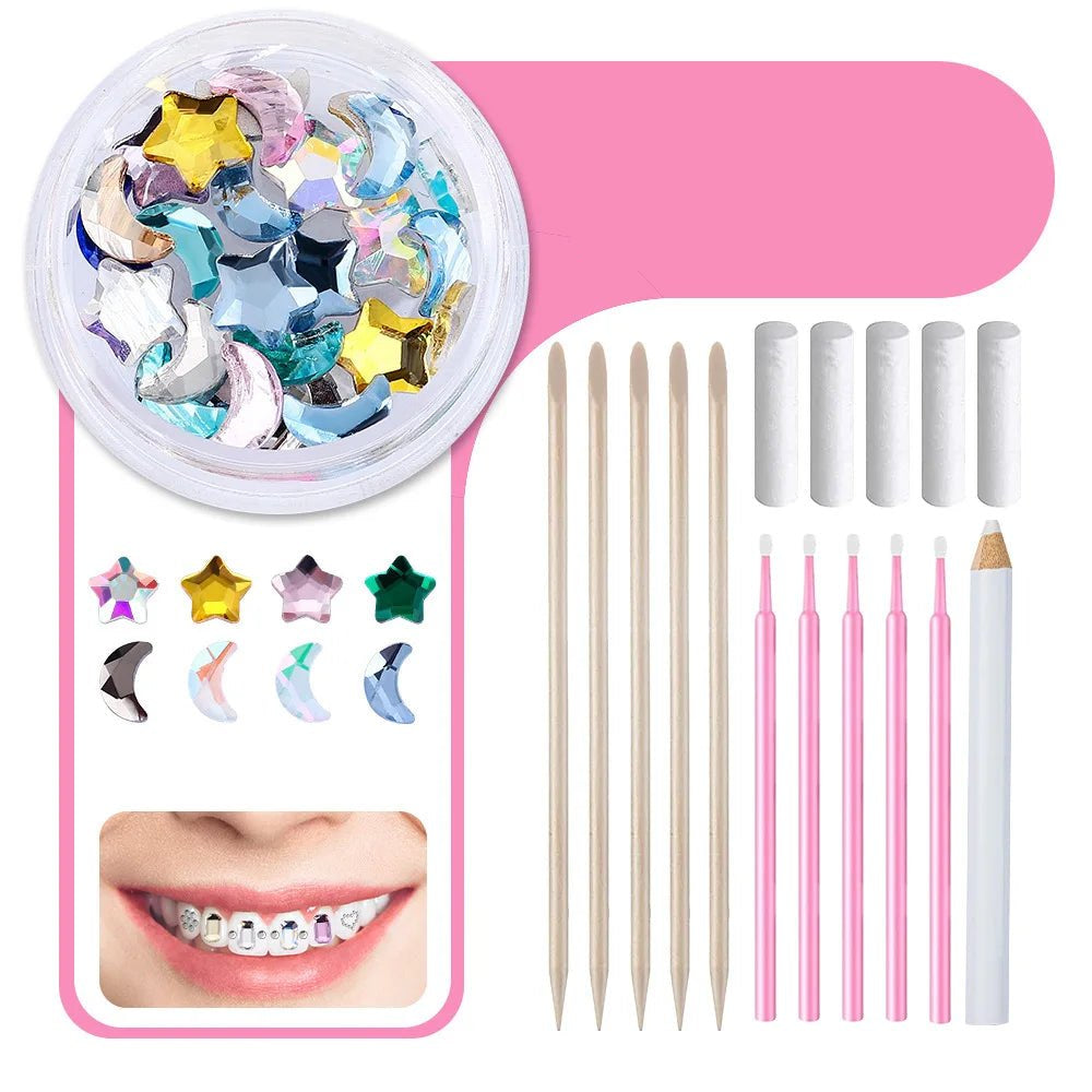 New round box tooth jewelry gemstone set professional glass crystal tooth gemstone set - QIAO CrystalQIAO CrystalQIAO Crystal