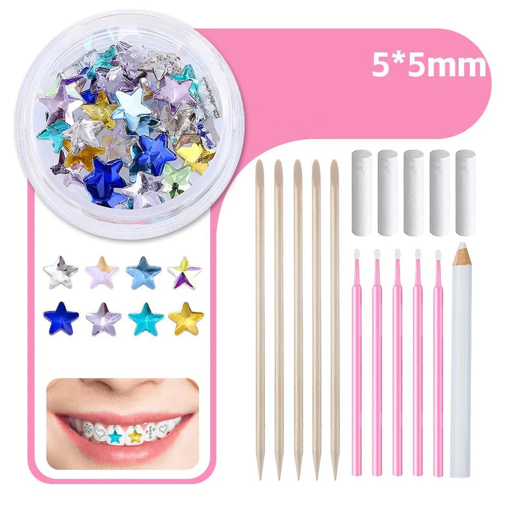 New round box tooth jewelry gemstone set professional glass crystal tooth gemstone set - QIAO CrystalQIAO CrystalQIAO Crystal