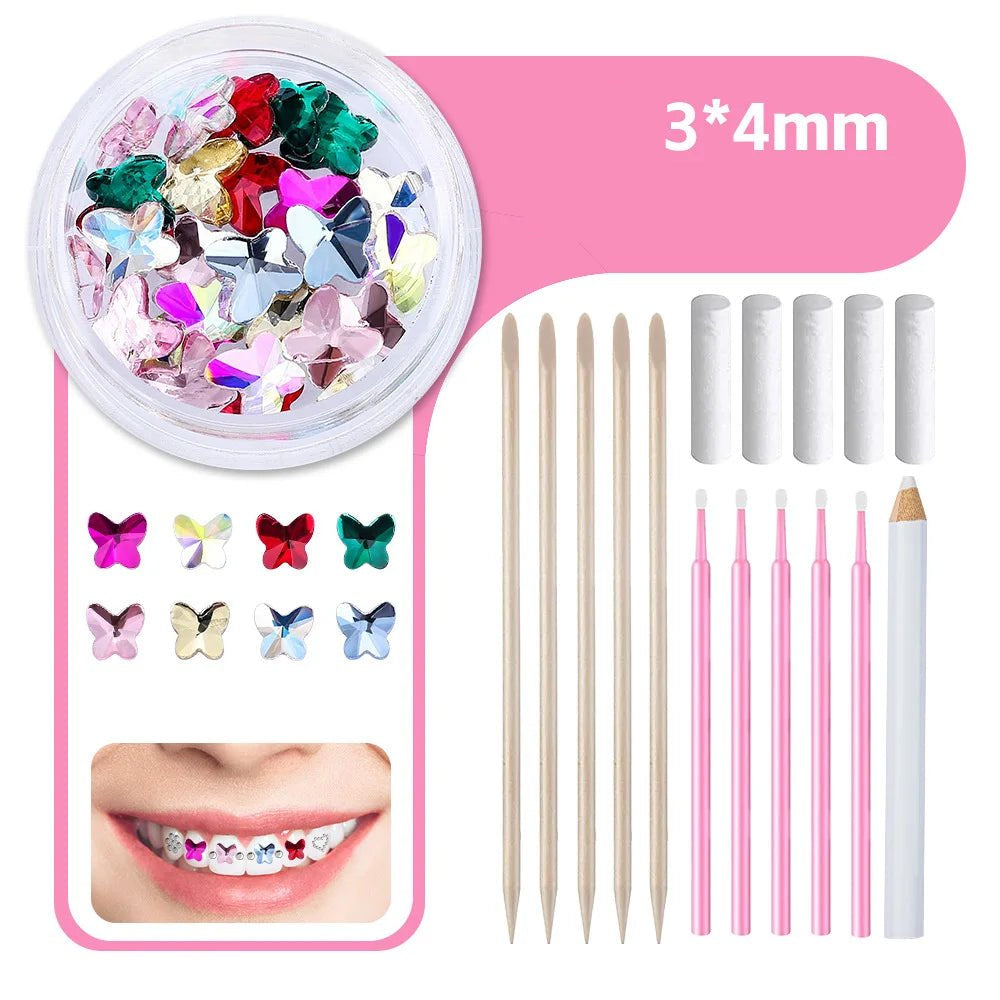 New round box tooth jewelry gemstone set professional glass crystal tooth gemstone set - QIAO CrystalQIAO CrystalQIAO Crystal