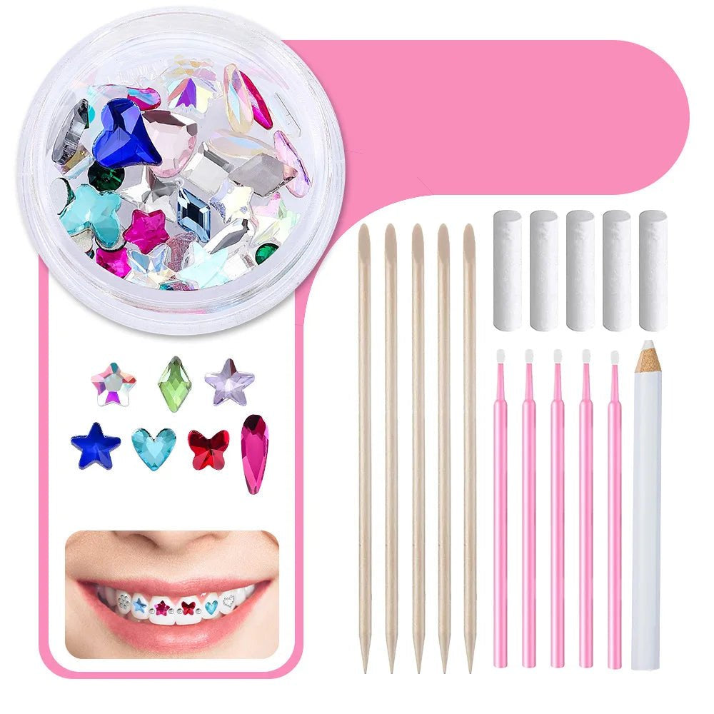 New round box tooth jewelry gemstone set professional glass crystal tooth gemstone set - QIAO CrystalQIAO CrystalQIAO Crystal