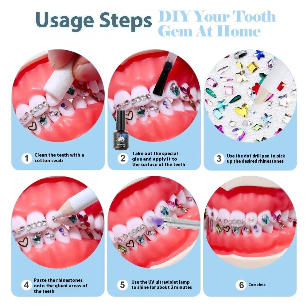 New round box tooth jewelry gemstone set professional glass crystal tooth gemstone set - QIAO CrystalQIAO CrystalQIAO Crystal