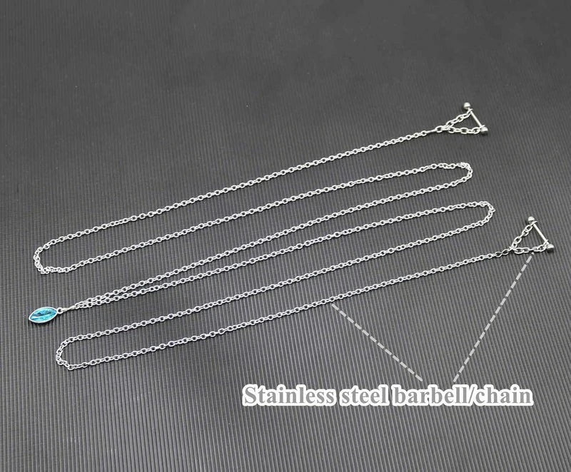 Nipple Chains Pierced Necklace 14G Barbells Nipple Rings Drizzle Dangle Body Piercing