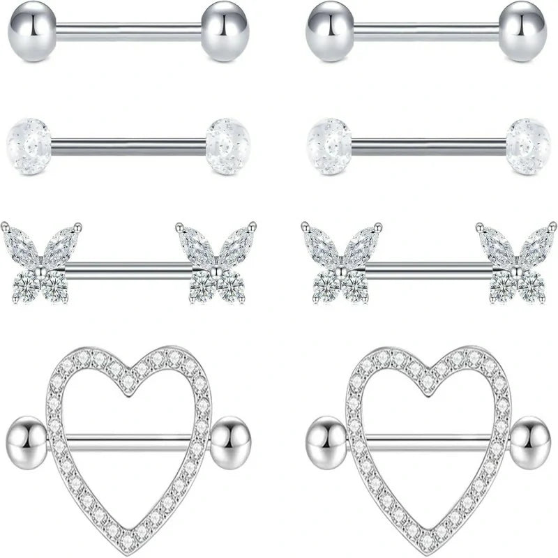 14 Gauge Nipple Piercing Nipple Jewelry 316L Stainless Steel Heart Cherry Nipple Barbell