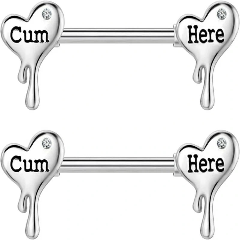 14G 316L Surgical Steel Nipple Barbell Heart Shape Devil Body Piercing Jewelry