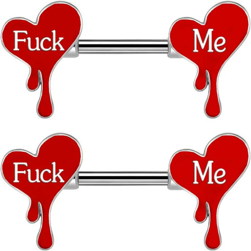 14G 316L Surgical Steel Nipple Barbell Heart Shape Devil Body Piercing Jewelry