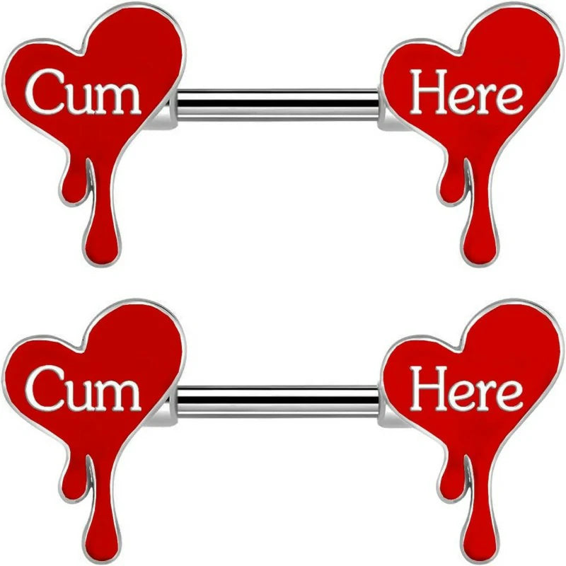 14G 316L Surgical Steel Nipple Barbell Heart Shape Devil Body Piercing Jewelry