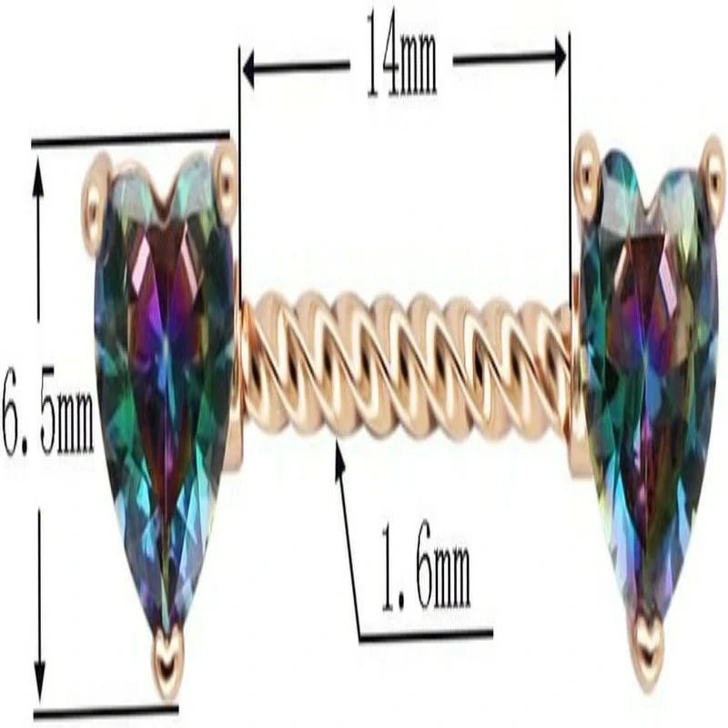 316L Surgical SS Multicolor PVD Plated Rainbow CZ Heart Round Shiny Mysterious Sparkly Nipple Jewelry Rings