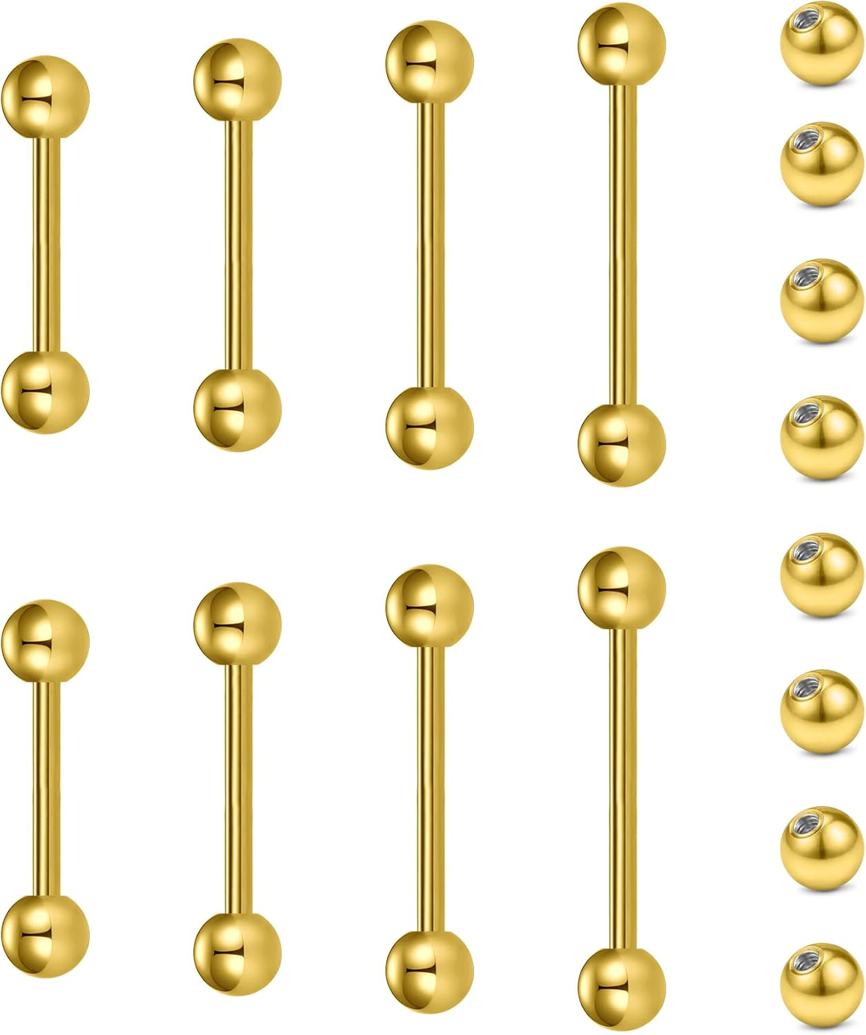 Nipple Rings Tongue Rings Stainless Steel 14G Straight Barbells Piercing Jewelry 12mm,14mm,16mm,18mm - QIAO CrystalQIAO CrystalQIAO Crystal