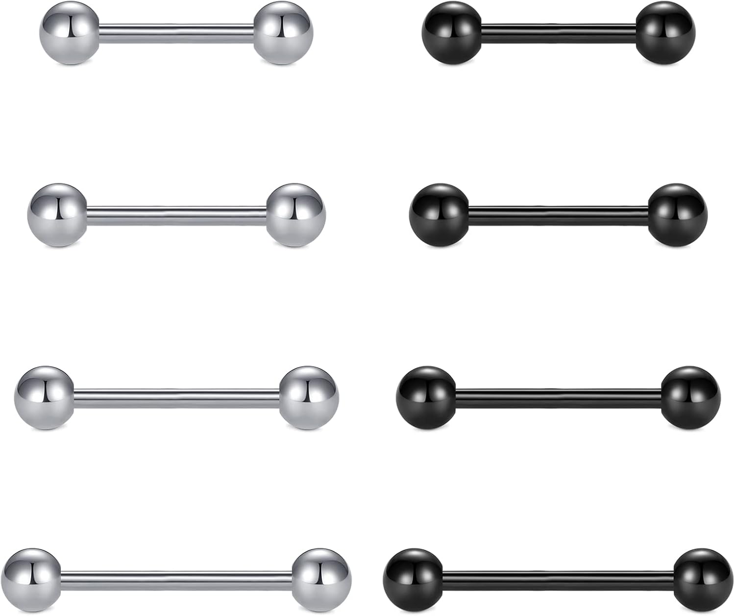 Nipple Rings Tongue Rings Stainless Steel 14G Straight Barbells Piercing Jewelry 12mm,14mm,16mm,18mm - QIAO CrystalQIAO CrystalQIAO Crystal