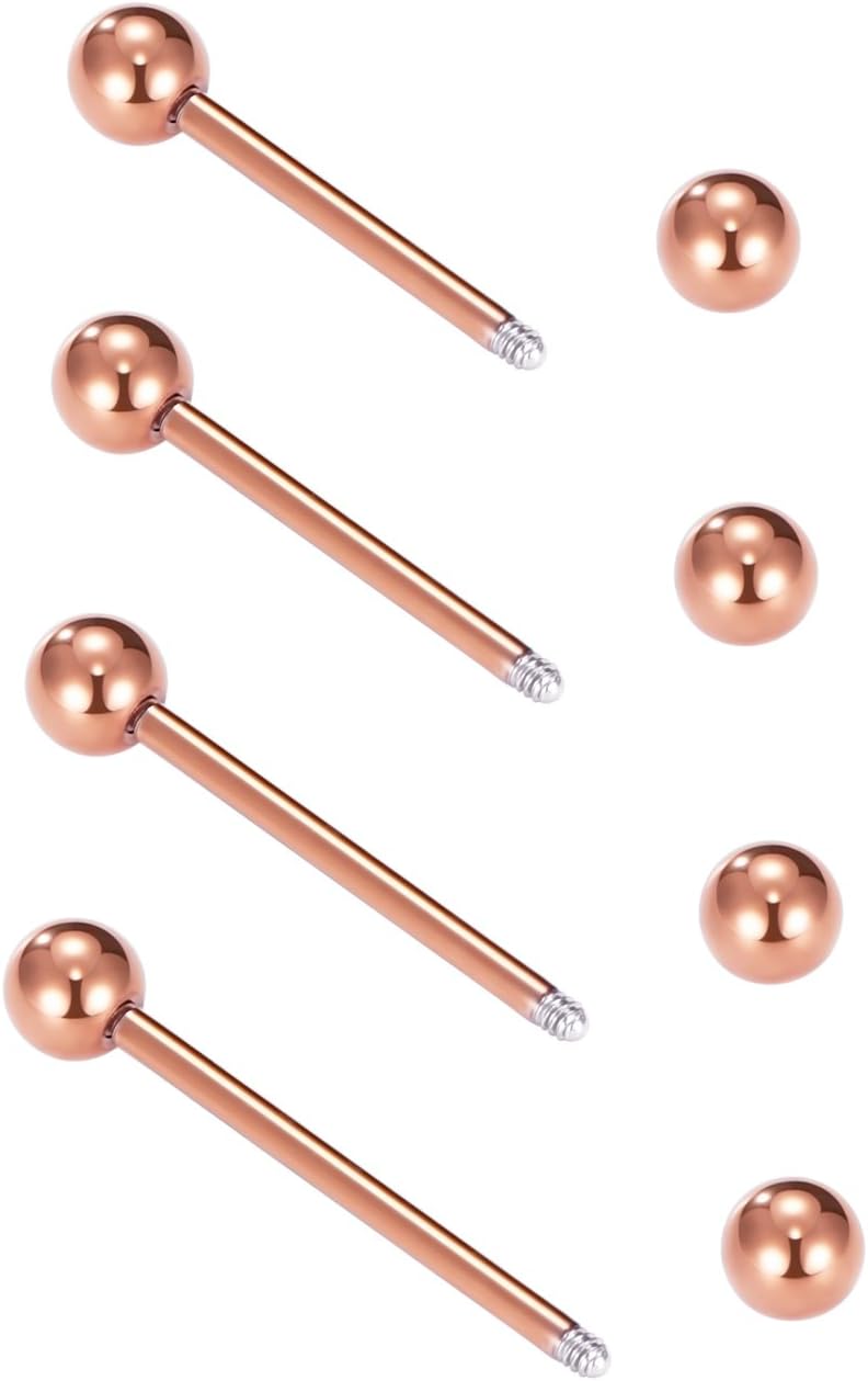 Nipple Rings Tongue Rings Stainless Steel 14G Straight Barbells Piercing Jewelry 12mm,14mm,16mm,18mm - QIAO CrystalQIAO CrystalQIAO Crystal