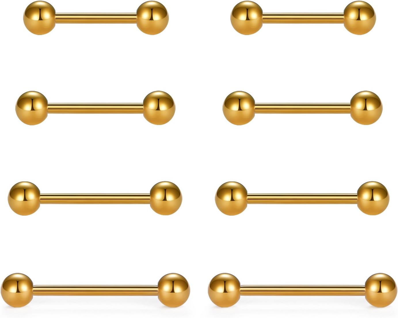 Nipple Rings Tongue Rings Stainless Steel 14G Straight Barbells Piercing Jewelry 12mm,14mm,16mm,18mm - QIAO CrystalQIAO CrystalQIAO Crystal