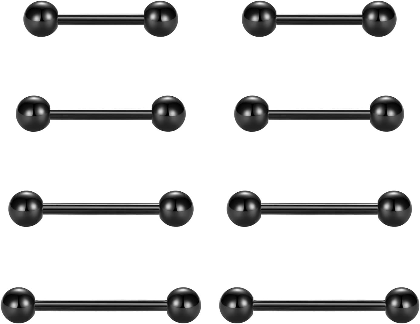 Nipple Rings Tongue Rings Stainless Steel 14G Straight Barbells Piercing Jewelry 12mm,14mm,16mm,18mm - QIAO CrystalQIAO CrystalQIAO Crystal