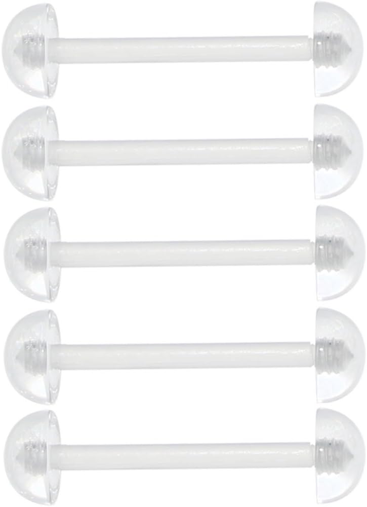 Oasis Plus 10pcs 14G Clear Flexible Plastic Retainer Tounge Ring Nipple Barbell 6mm Balls Body Piercing - QIAO CrystalQIAO CrystalQIAO Crystal