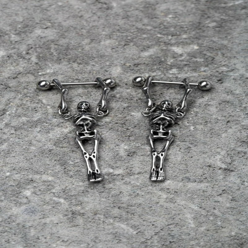 16G Stainless Steel Hanging Skeleton Nipple Barbells