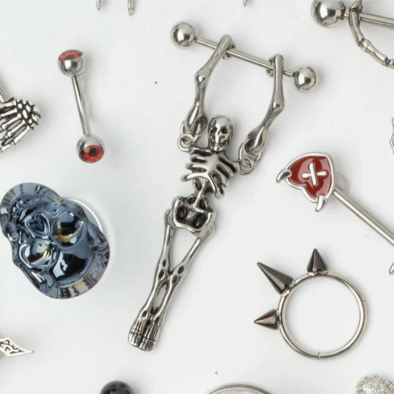 16G Stainless Steel Hanging Skeleton Nipple Barbells
