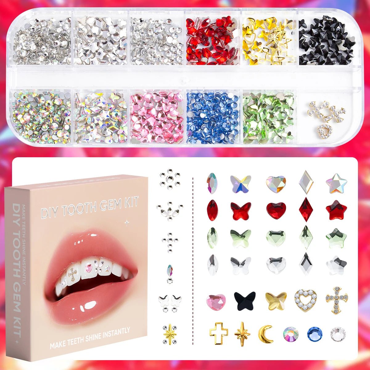 Professional DIY Dental Gems Kit Dental Jewelry Starter Kit Sparkling Dental Gems - QIAO CrystalQIAO CrystalQIAO Crystal