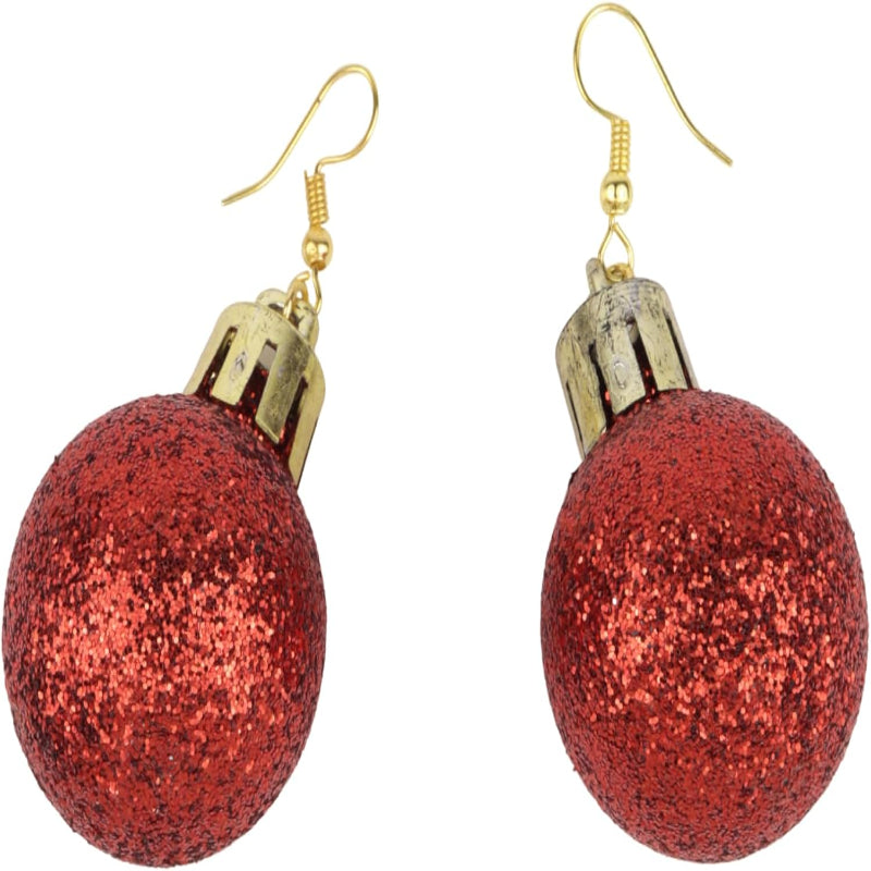 Red Sparkly Ornaments Dangle Earrings, Christmas Party Accessories, Holiday Jewelry, 2.25 Inches - QIAO Crystal我的商店QIAO Crystal