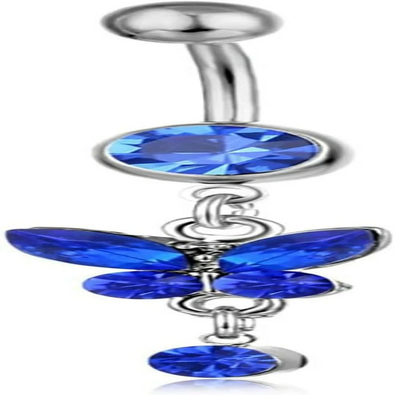 Rheinstone Butterfly Belly Button Rings Surgical Stainless Steel Diamond Pendant Navel Rings Crystal Navel Nails Butterfly Jewelry