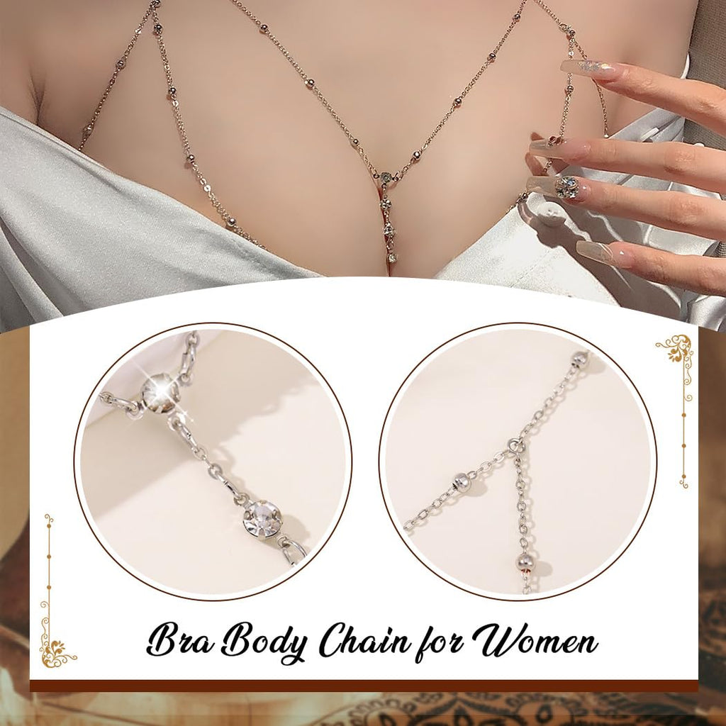 Sexy Body Chain Rhinestone Silver Chain Bra Layered Body Jewelry Crystal Waist Chain - QIAO CrystalQIAO CrystalQIAO Crystal