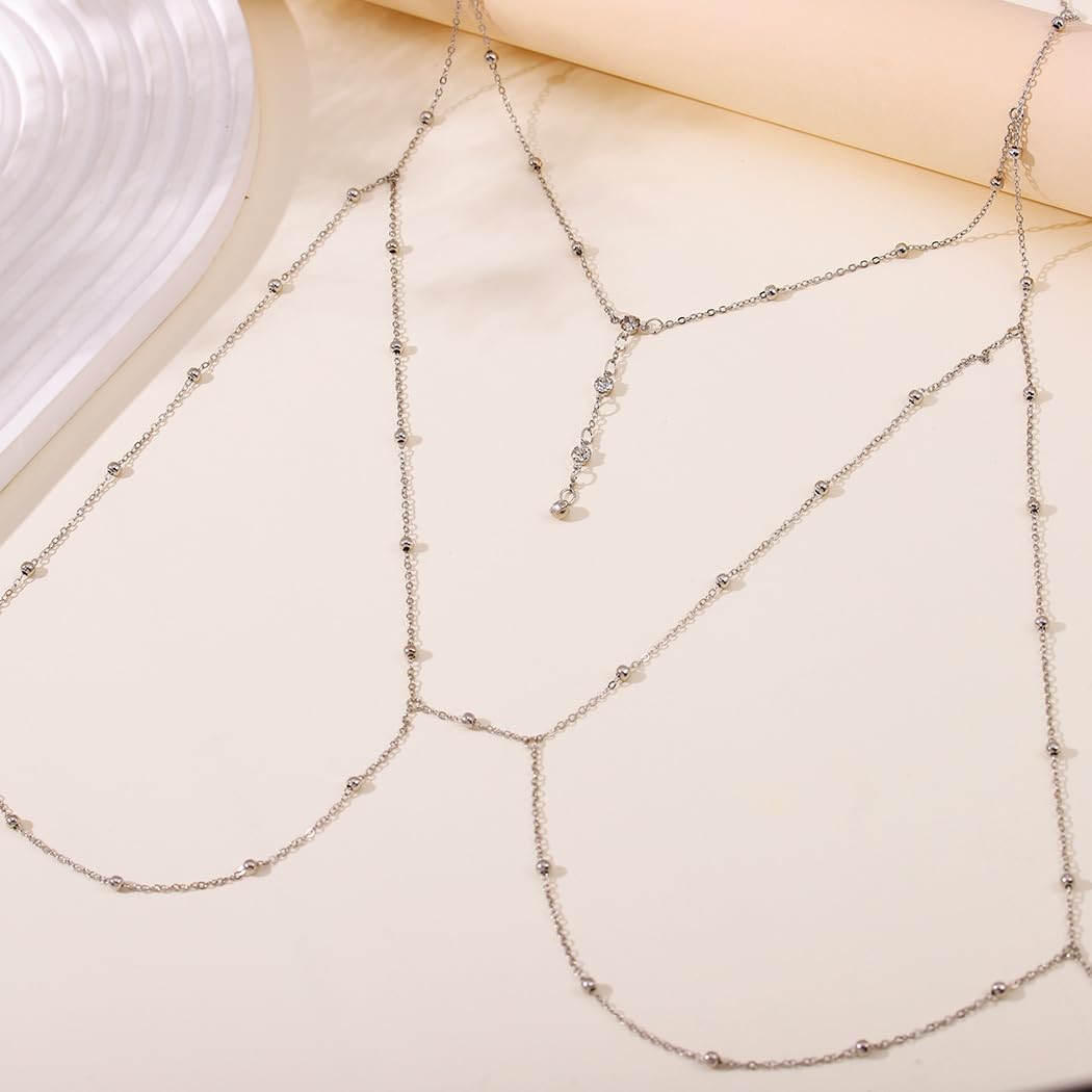 Sexy Body Chain Rhinestone Silver Chain Bra Layered Body Jewelry Crystal Waist Chain - QIAO CrystalQIAO CrystalQIAO Crystal