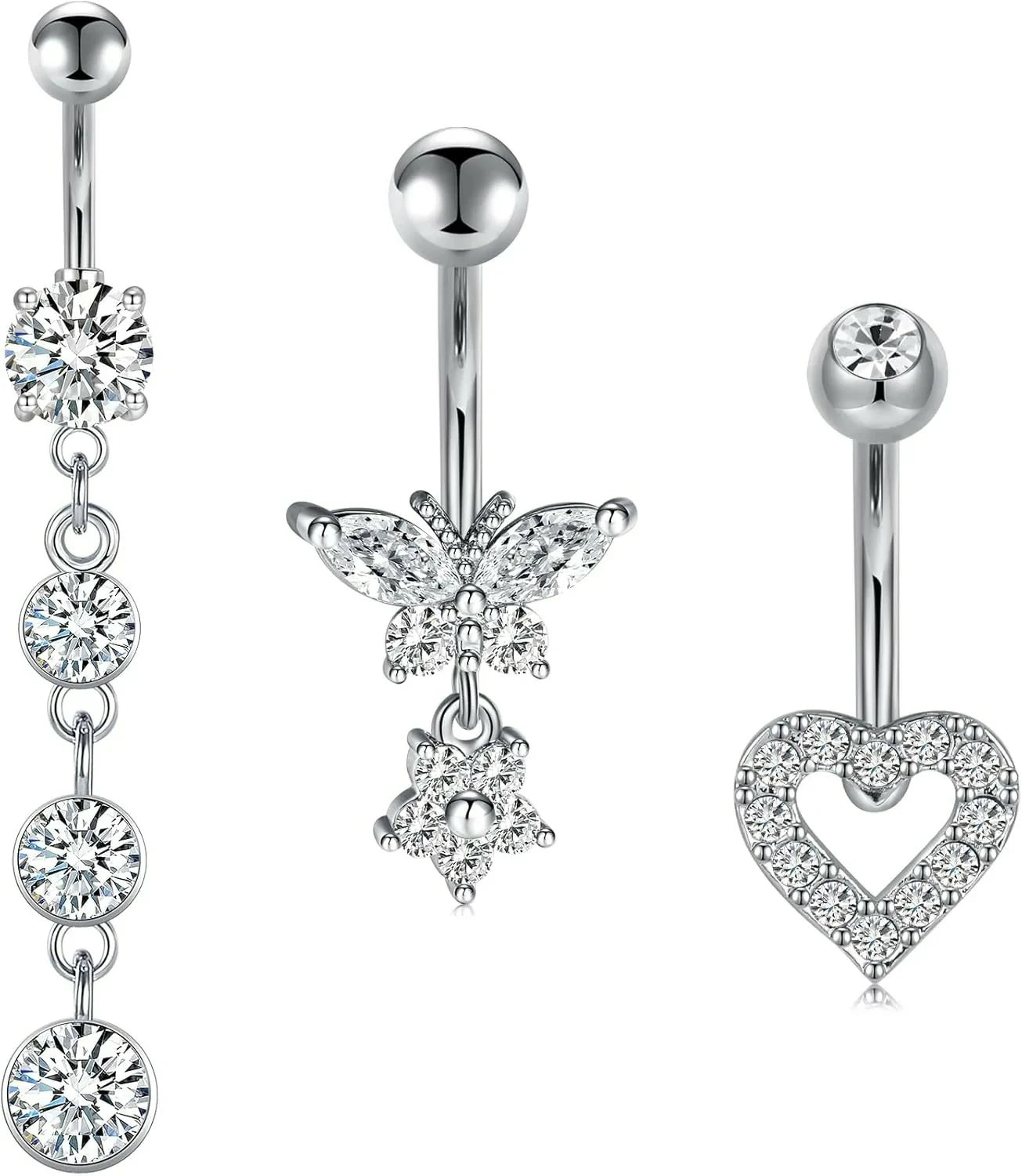 Opal Belly Button Ring Surgical Steel Clicker Hoop Navel Piercing