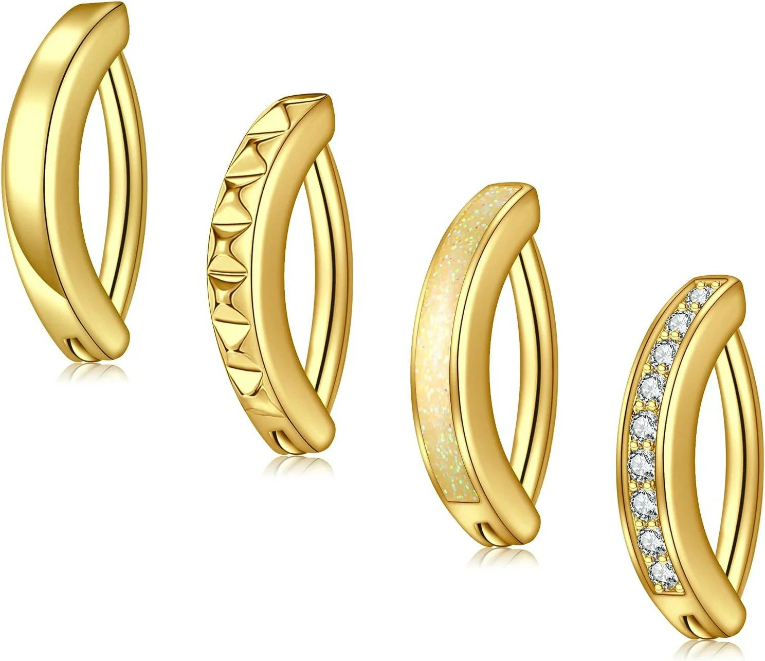 Opal Belly Button Ring Surgical Steel Clicker Hoop Navel Piercing