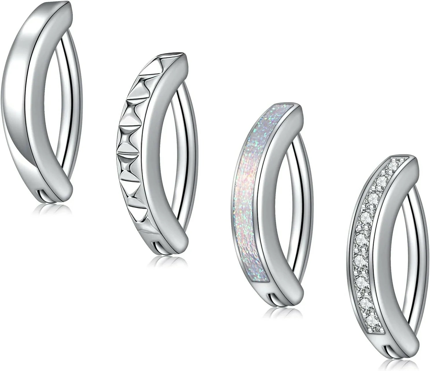 Opal Belly Button Ring Surgical Steel Clicker Hoop Navel Piercing