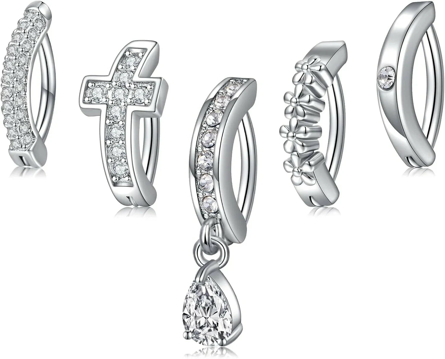 Opal Belly Button Ring Surgical Steel Clicker Hoop Navel Piercing