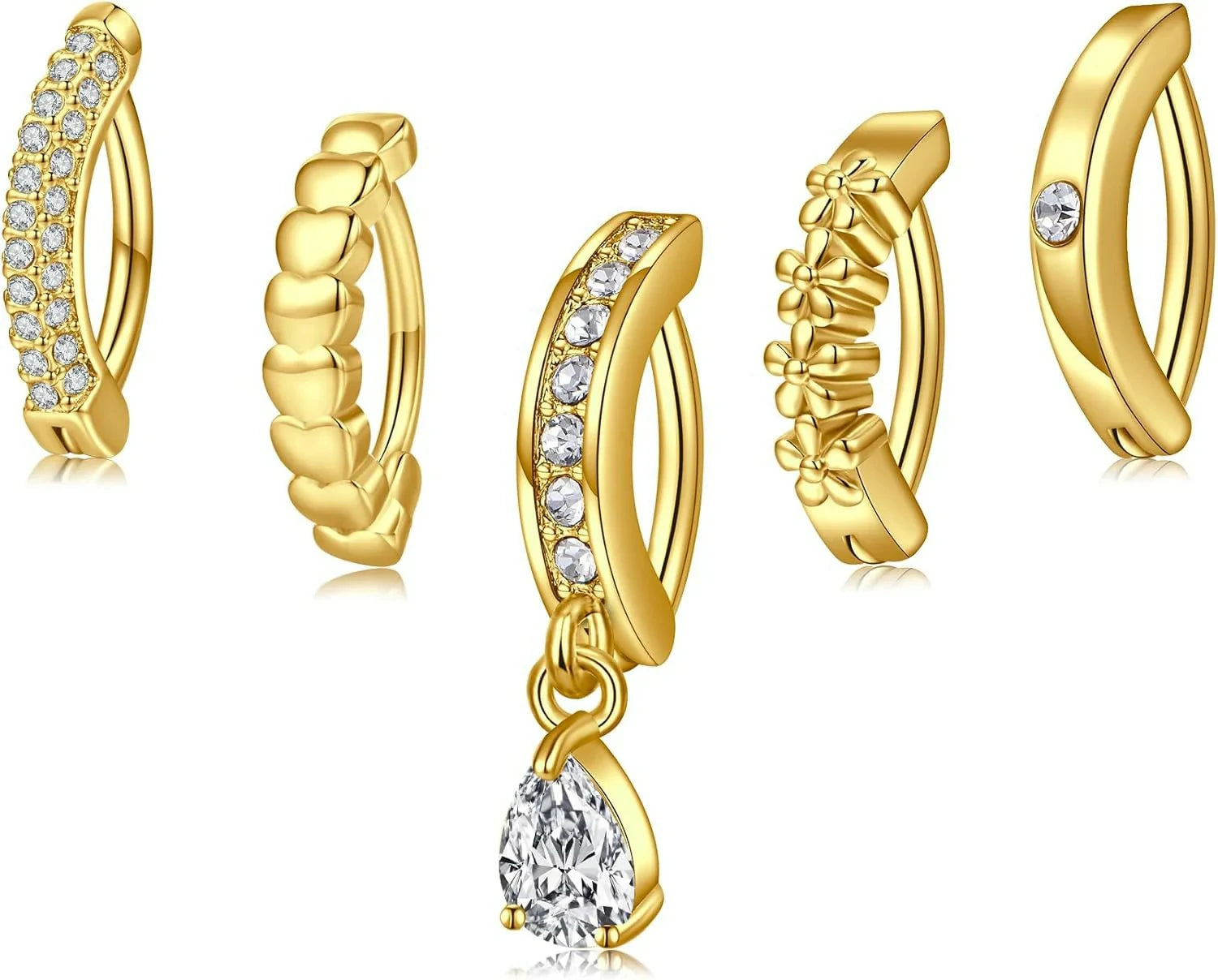 Opal Belly Button Ring Surgical Steel Clicker Hoop Navel Piercing