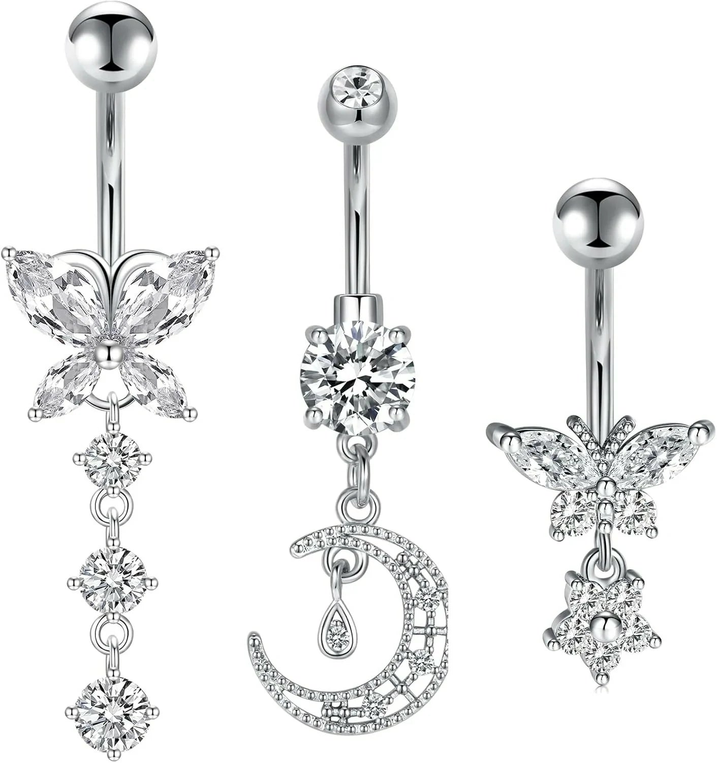 Opal Belly Button Ring Surgical Steel Clicker Hoop Navel Piercing