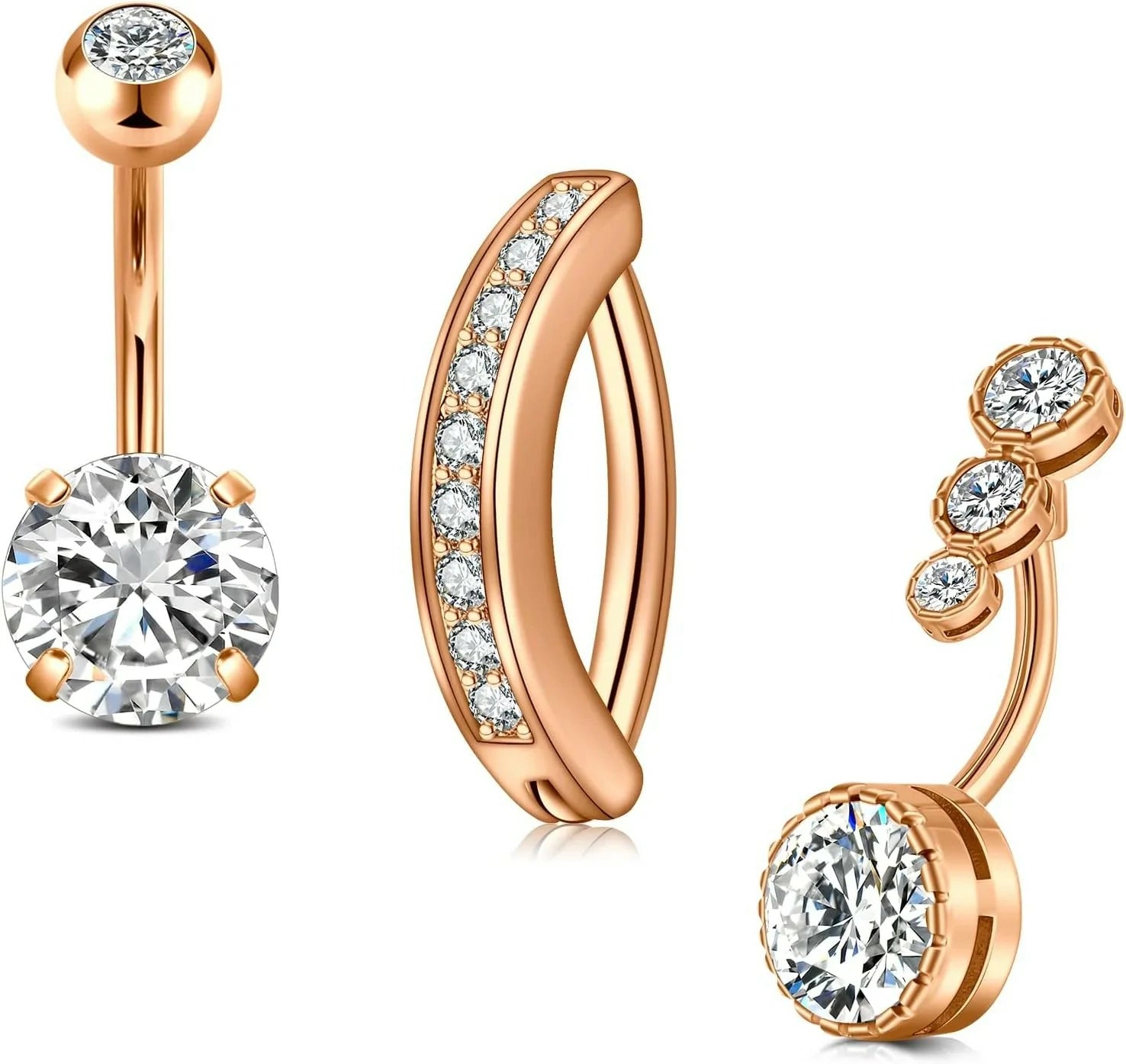 Opal Belly Button Ring Surgical Steel Clicker Hoop Navel Piercing