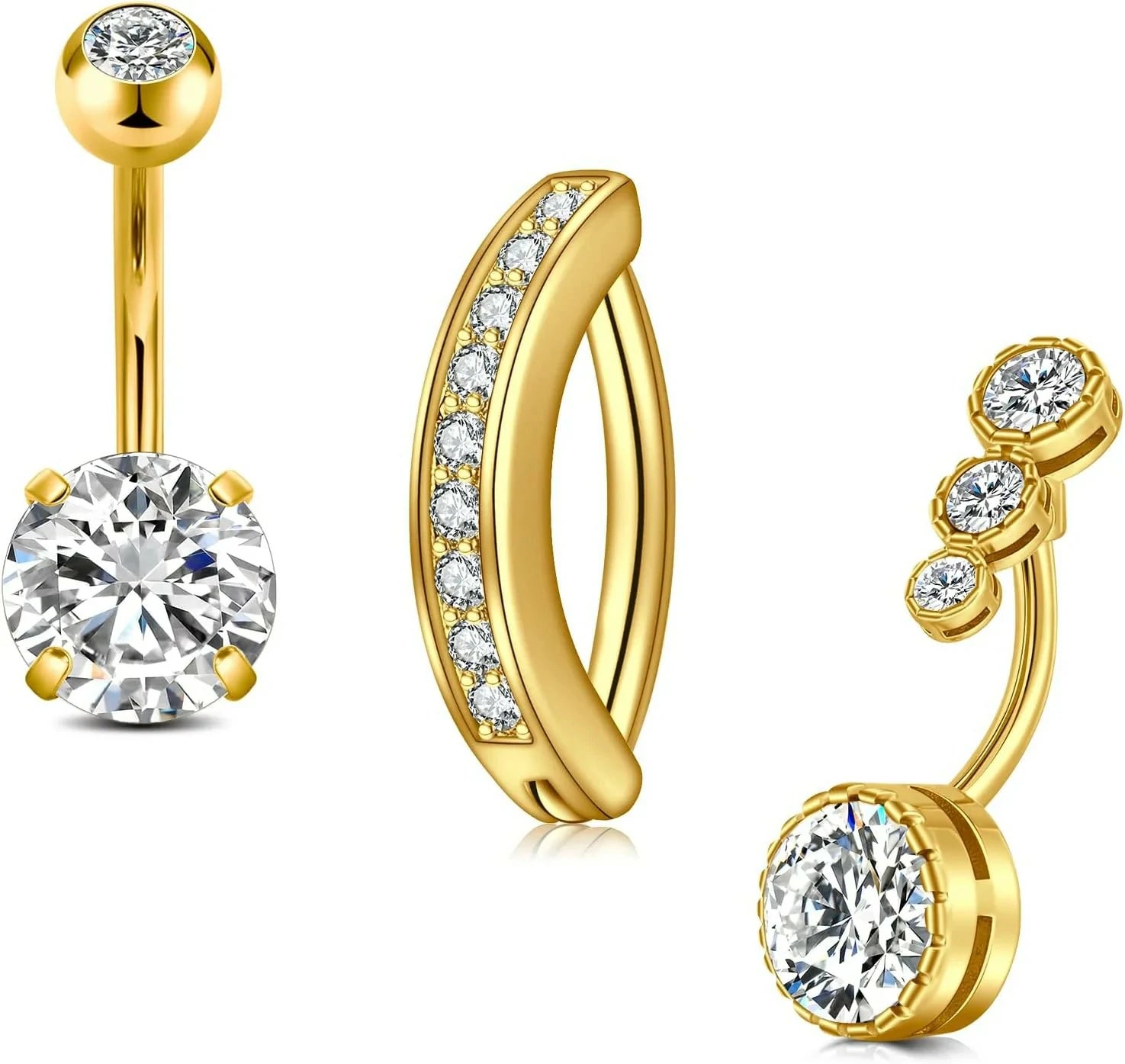 Opal Belly Button Ring Surgical Steel Clicker Hoop Navel Piercing