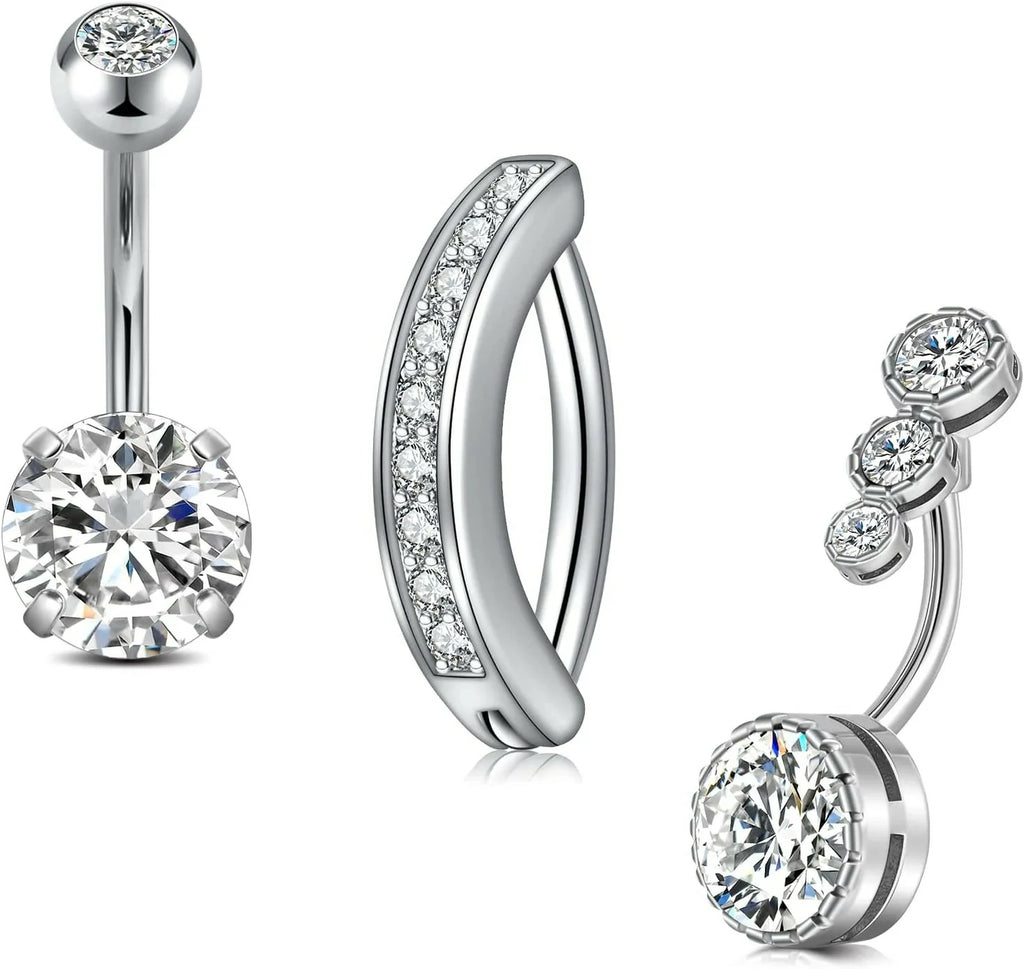 Opal Belly Button Ring Surgical Steel Clicker Hoop Navel Piercing