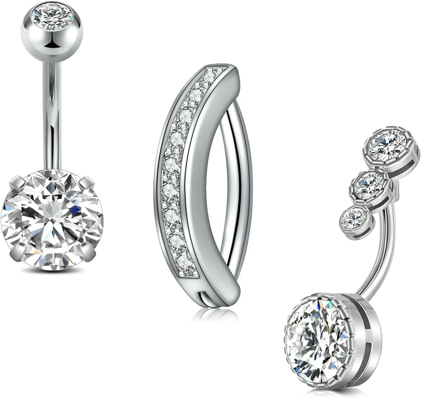 Opal Belly Button Ring Surgical Steel Clicker Hoop Navel Piercing