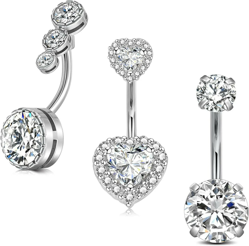 Opal Belly Button Ring Surgical Steel Clicker Hoop Navel Piercing