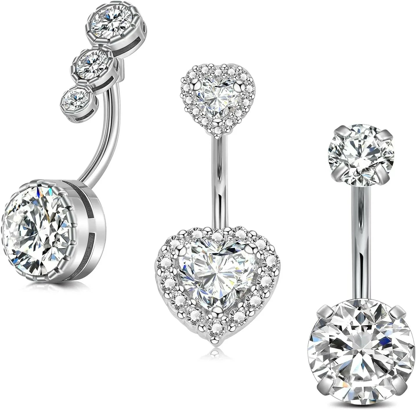 Opal Belly Button Ring Surgical Steel Clicker Hoop Navel Piercing