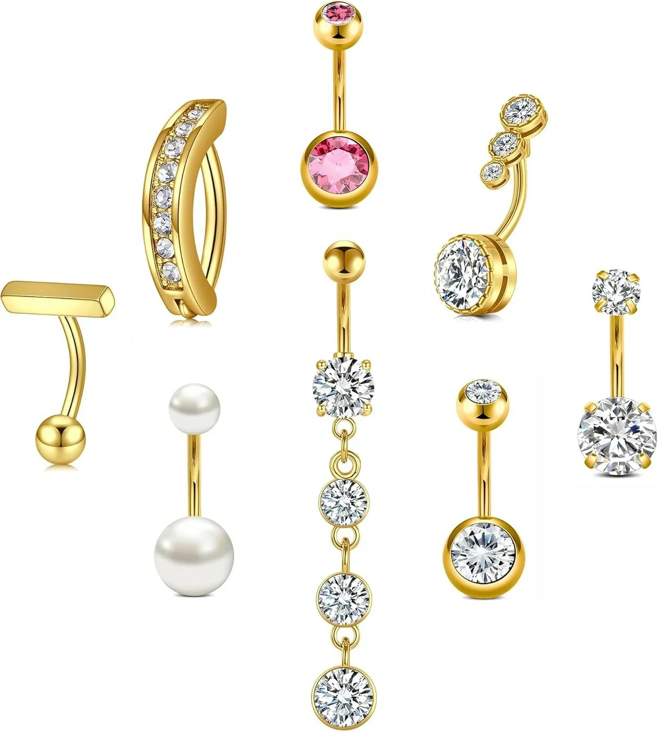 Opal Belly Button Ring Surgical Steel Clicker Hoop Navel Piercing