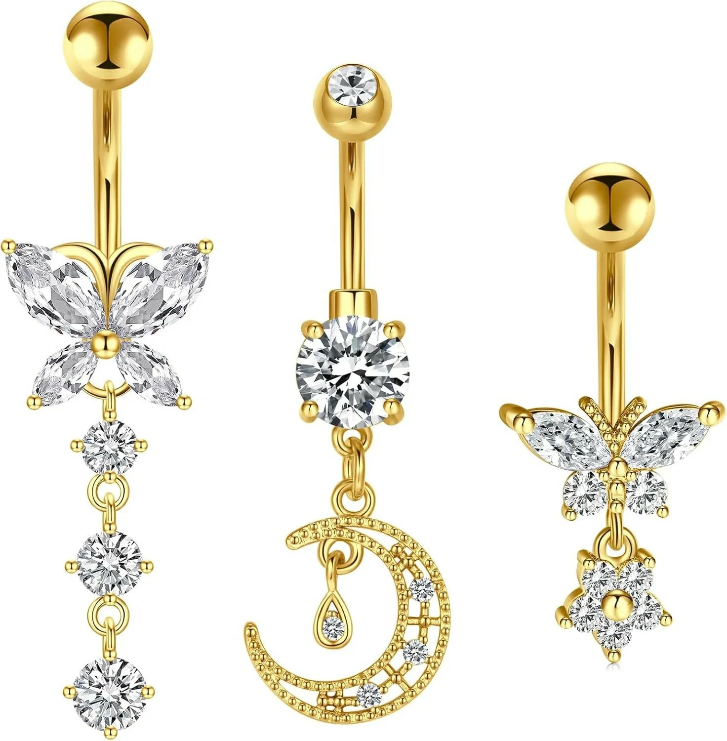 Opal Belly Button Ring Surgical Steel Clicker Hoop Navel Piercing