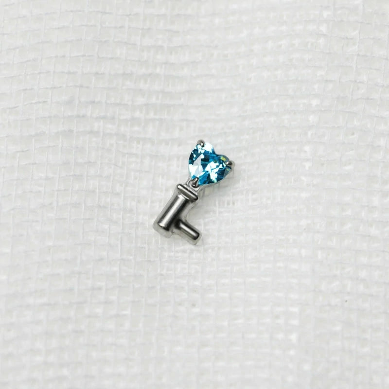 Silver Key Mini Helix Stud Earring Cubic Zirconia Crystal Cartilage Tragus Screw Back Tiny