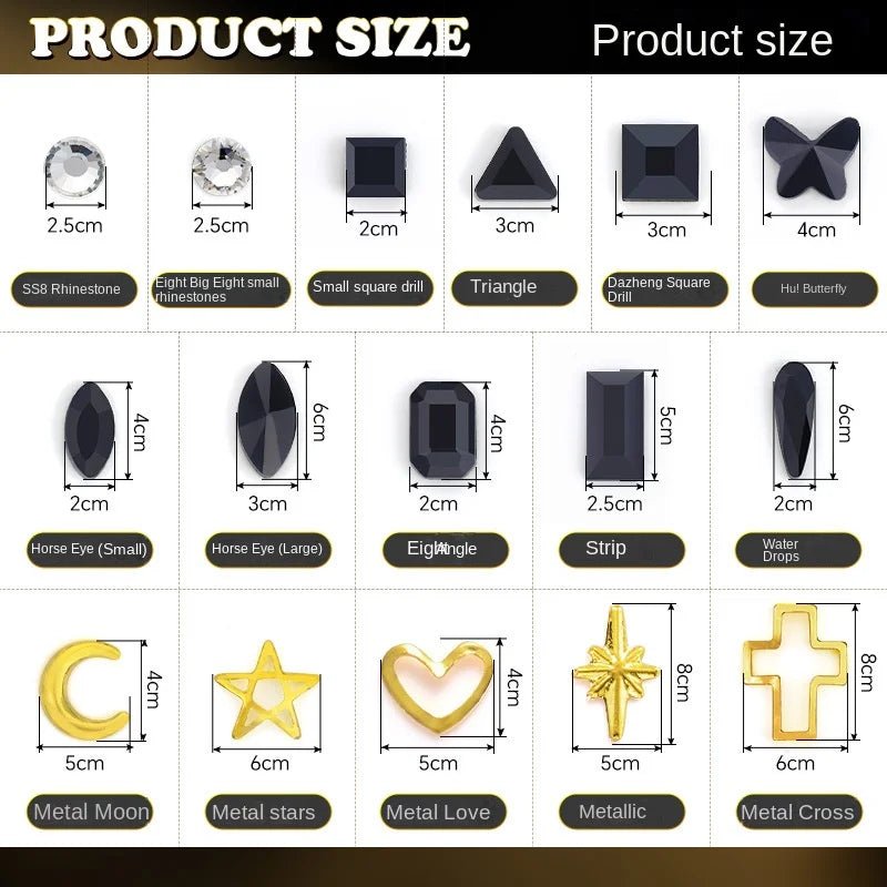 Spice Girl Fashion Flat Black Glass Crystal Teeth Gem Set Fashion Dental Art Diamond Decorative Jewelry Set - QIAO CrystalQIAO CrystalQIAO Crystal