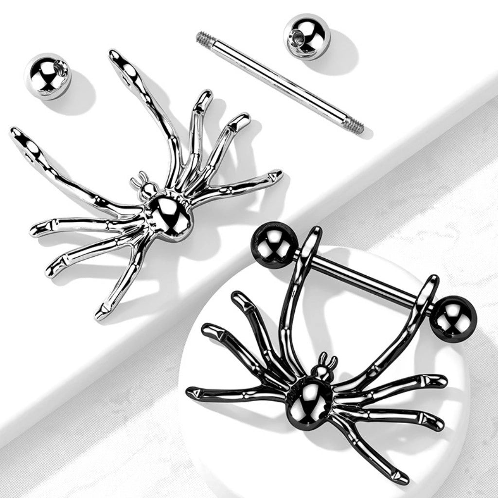 14G Spider Hanger Surgical Steel Nipple Ring Shields