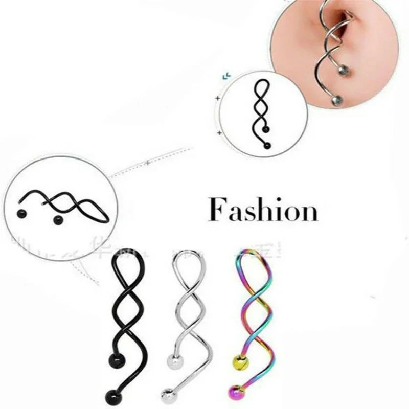 Spiral Twist Navel Ring 316L Surgical Steel Body Piercing Rings