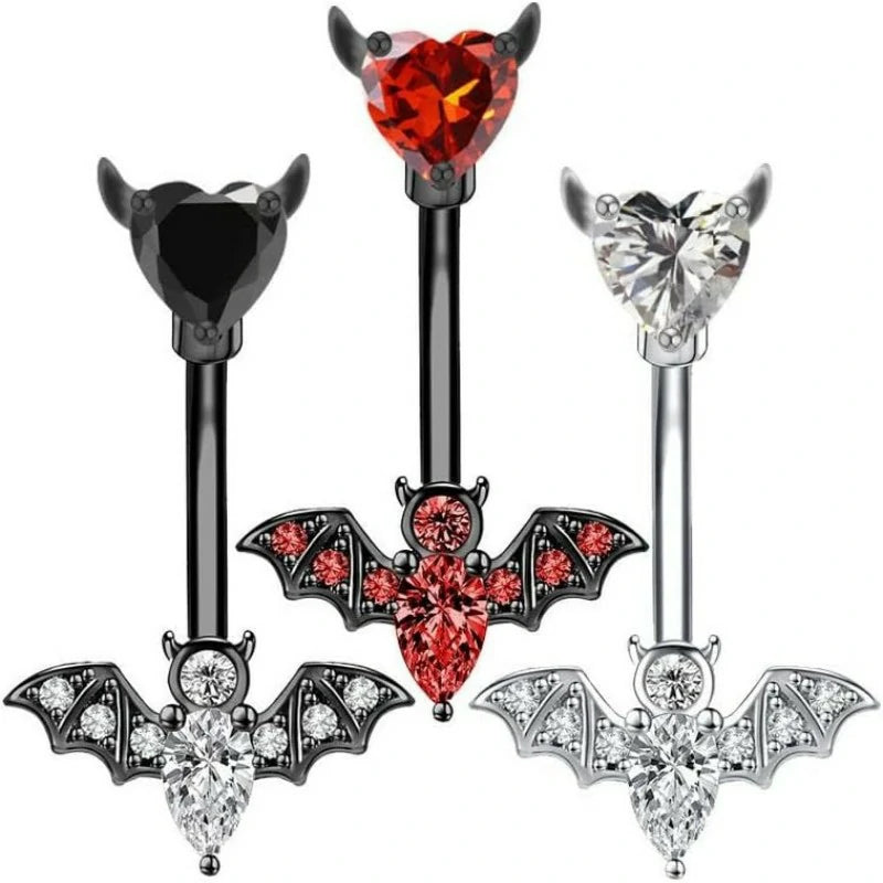 Bat Belly Button Ring Butterfly Belly Button Ring 14G Surgical Steel Navel Ring Belly Piercing Halloween